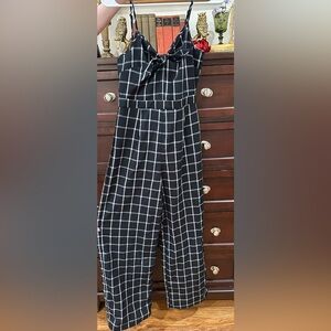 Romeo & Juliet Couture Black and White Checkered Jumpsuit